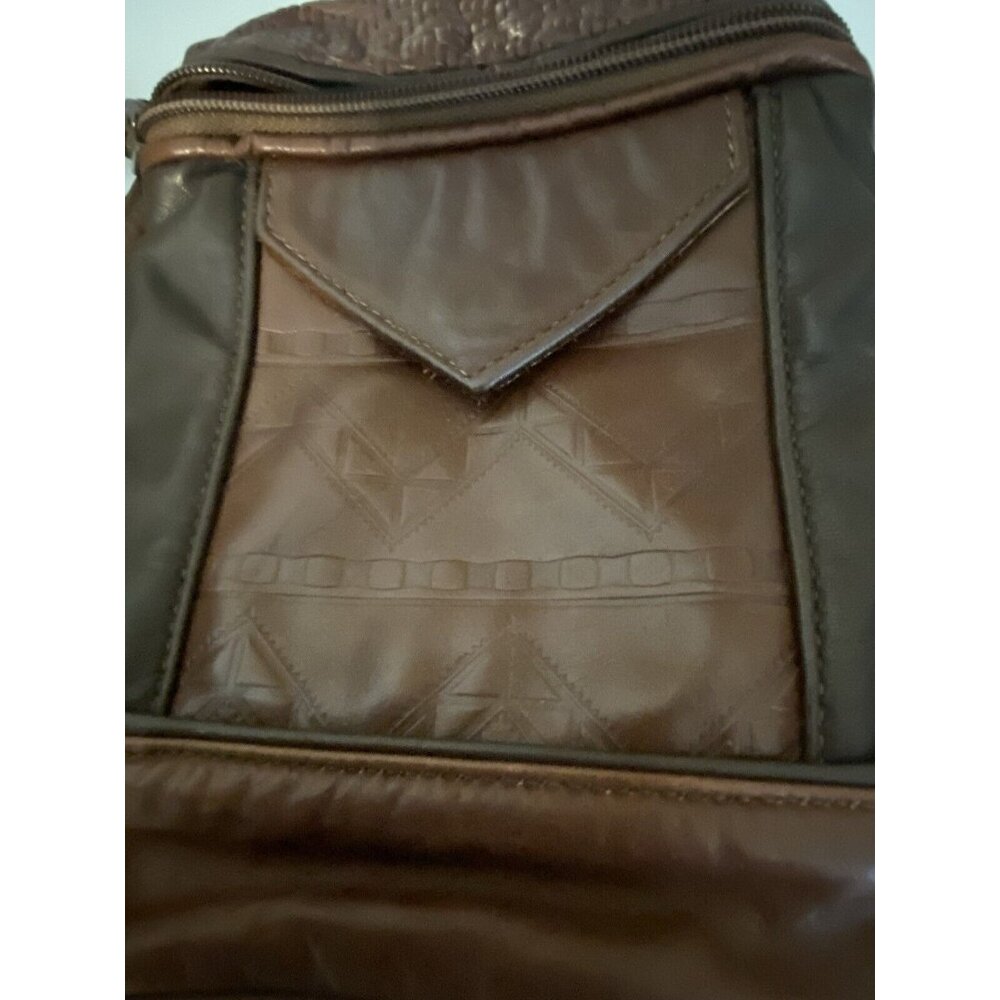 Vintage Brown Tooled Leather Cross Body Purse Handbag Shoulder Bag Tassel 9"x6" - Picture 12 of 16
